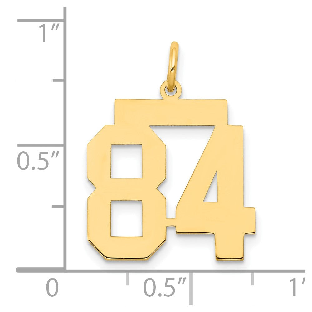 14K Yellow Gold Medium Polished Number 84 Charm