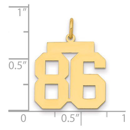 14K Yellow Gold Medium Polished Number 86 Charm