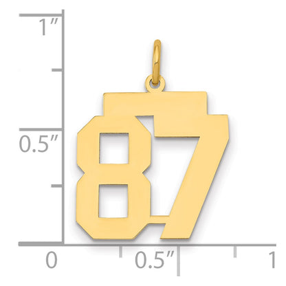 14K Yellow Gold Medium Polished Number 87 Charm