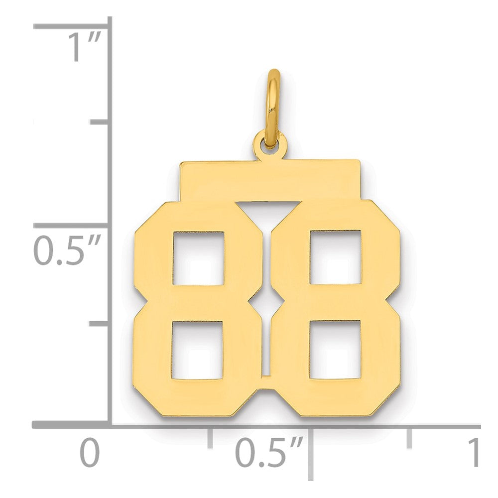 14K Yellow Gold Medium Polished Number 88 Charm
