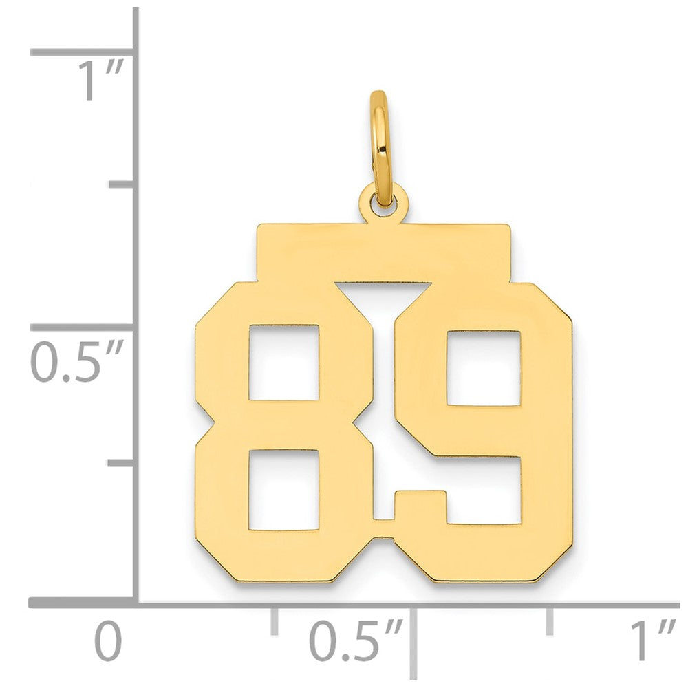 14K Yellow Gold Medium Polished Number 89 Charm