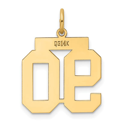 14K Yellow Gold Medium Polished Number 90 Charm