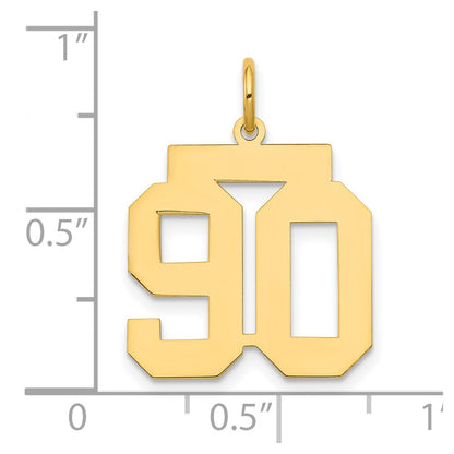 14K Yellow Gold Medium Polished Number 90 Charm