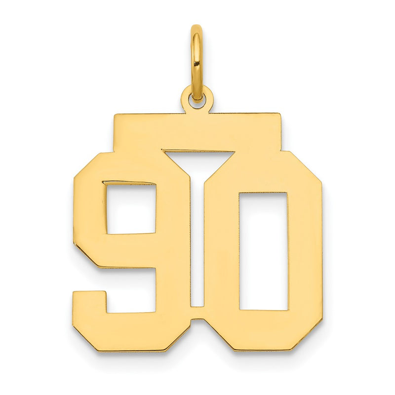 14K Yellow Gold Medium Polished Number 90 Charm
