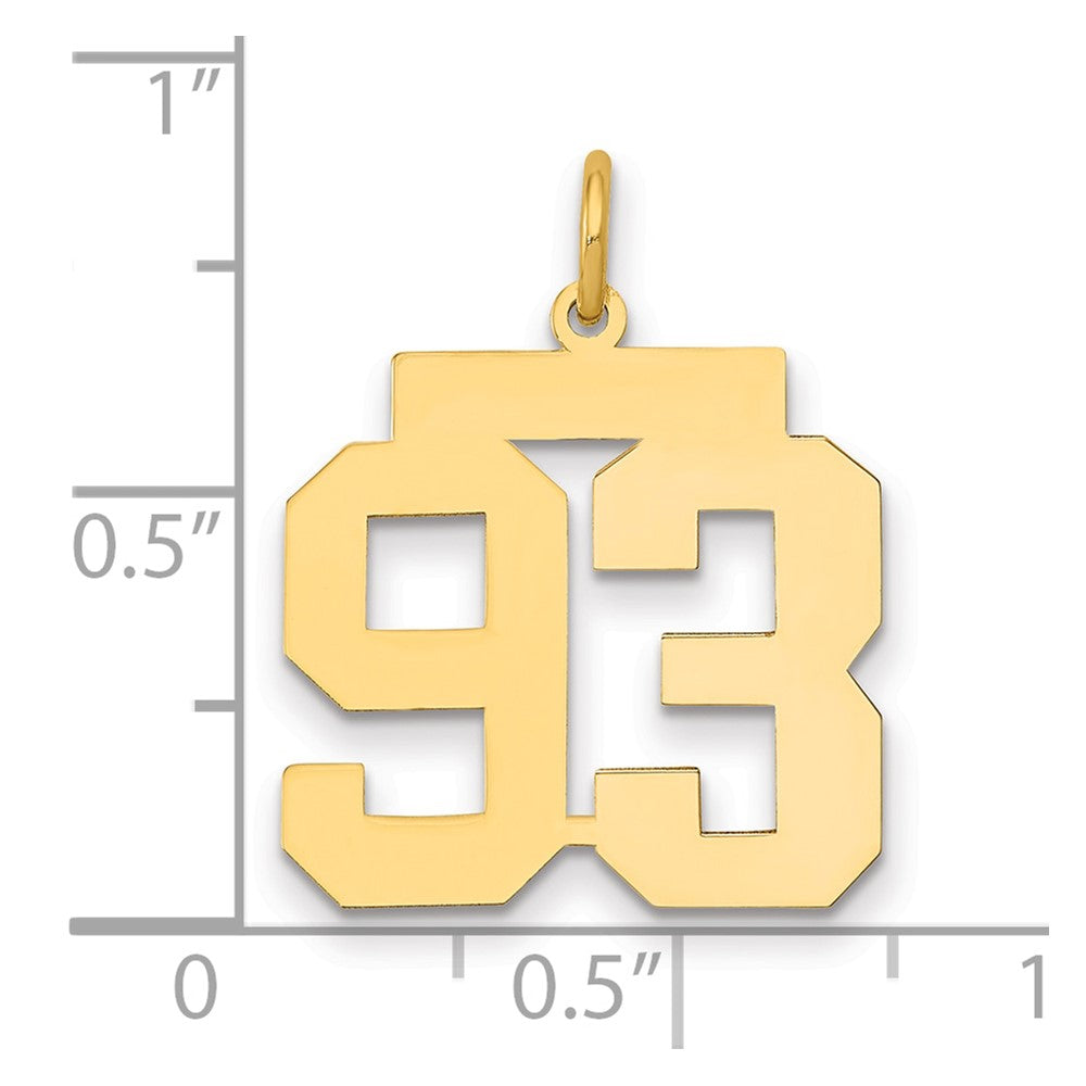 14K Yellow Gold Medium Polished Number 93 Charm
