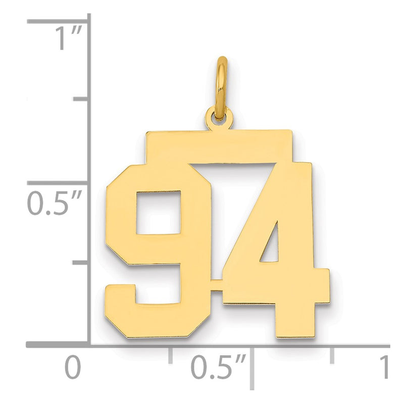 14K Yellow Gold Medium Polished Number 94 Charm