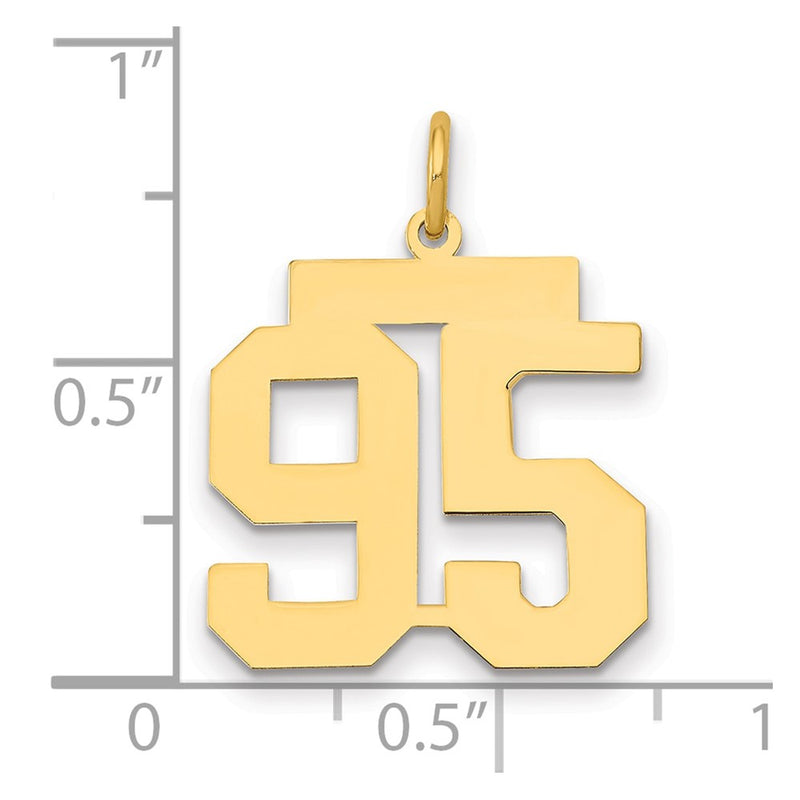 14K Yellow Gold Medium Polished Number 95 Charm