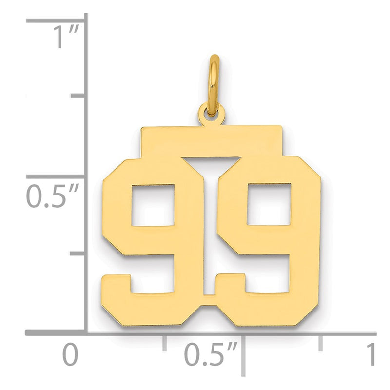 14K Yellow Gold Medium Polished Number 99 Charm