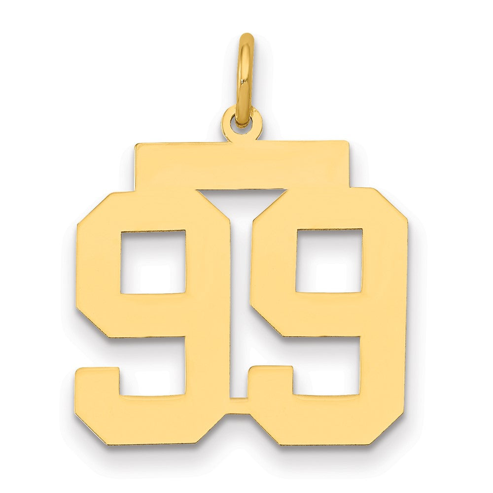 14K Yellow Gold Medium Polished Number 99 Charm