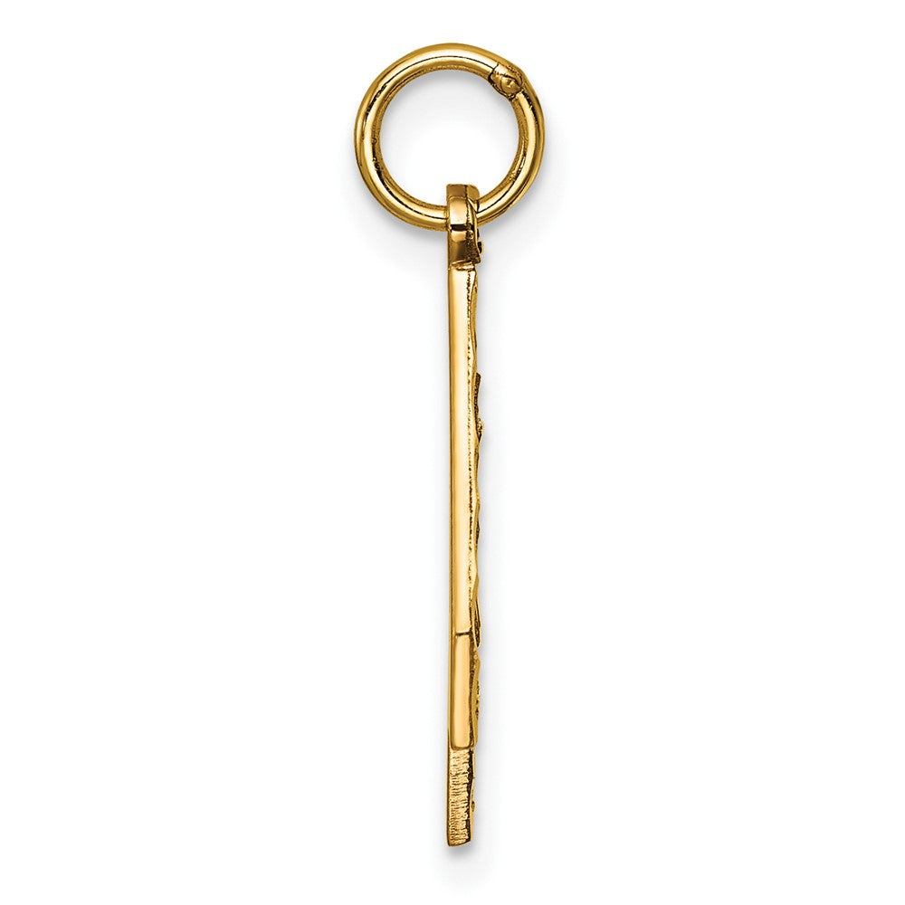 14k Yellow Gold Large Brushed Diamond-cut Number 4 Charm