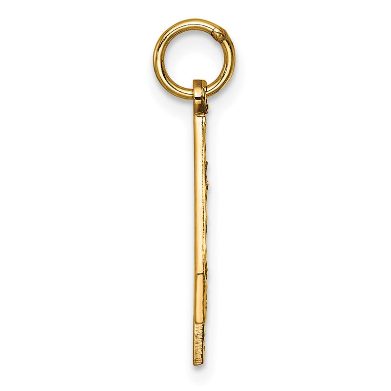 14k Yellow Gold Large Brushed Diamond-cut Number 4 Charm