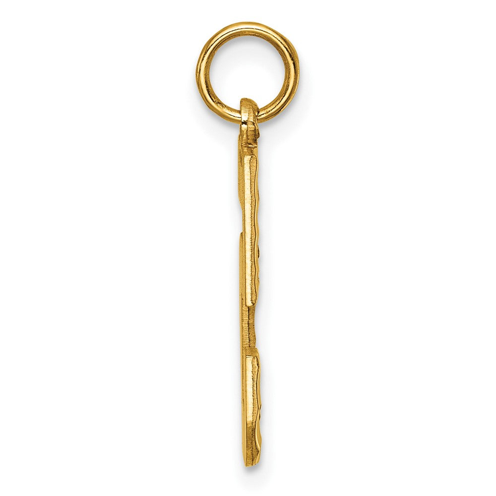 14k Yellow Gold Large Brushed Diamond-cut Number 5 Charm