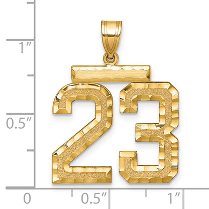 14k Yellow Gold Large Brushed Diamond-cut Number 23 Charm