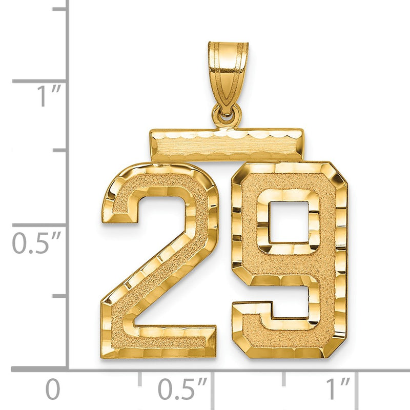 14k Yellow Gold Large Brushed Diamond-cut Number 29 Charm