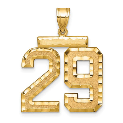 14k Yellow Gold Large Brushed Diamond-cut Number 29 Charm