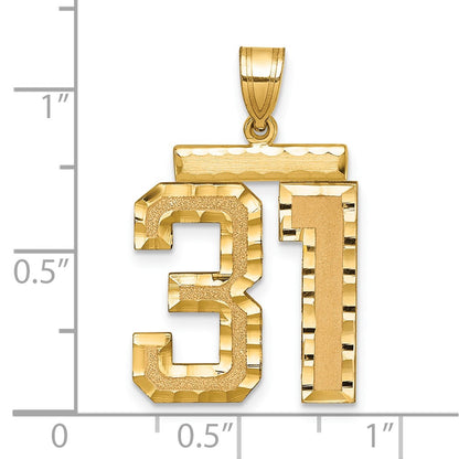 14k Yellow Gold Large Brushed Diamond-cut Number 31 Charm