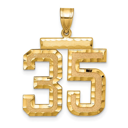 14k Yellow Gold Large Brushed Diamond-cut Number 35 Charm