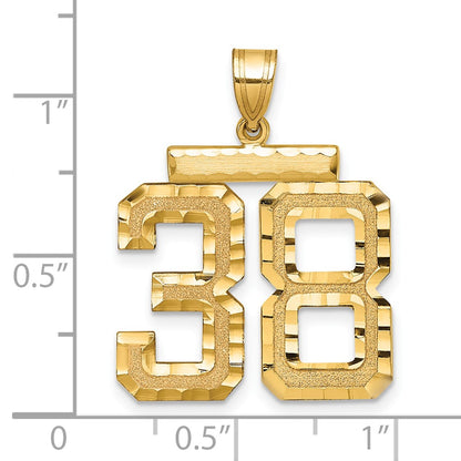14k Yellow Gold Large Brushed Diamond-cut Number 38 Charm