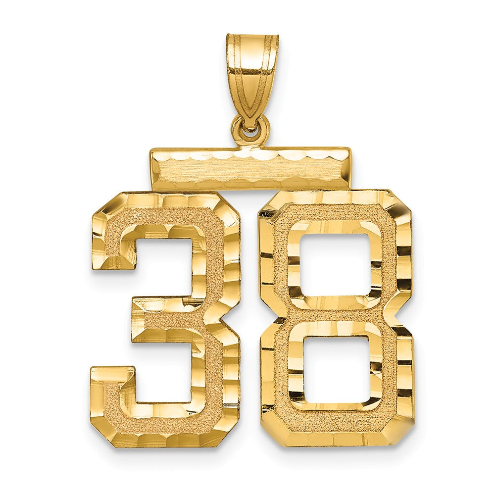 14k Yellow Gold Large Brushed Diamond-cut Number 38 Charm