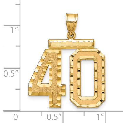 14k Yellow Gold Large Brushed Diamond-cut Number 40 Charm