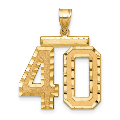 14k Yellow Gold Large Brushed Diamond-cut Number 40 Charm
