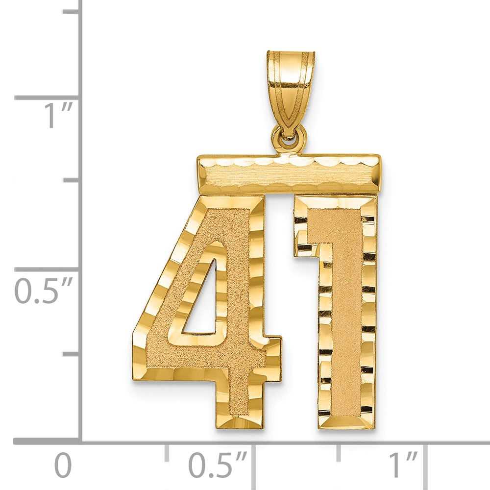 14k Yellow Gold Large Brushed Diamond-cut Number 41 Charm