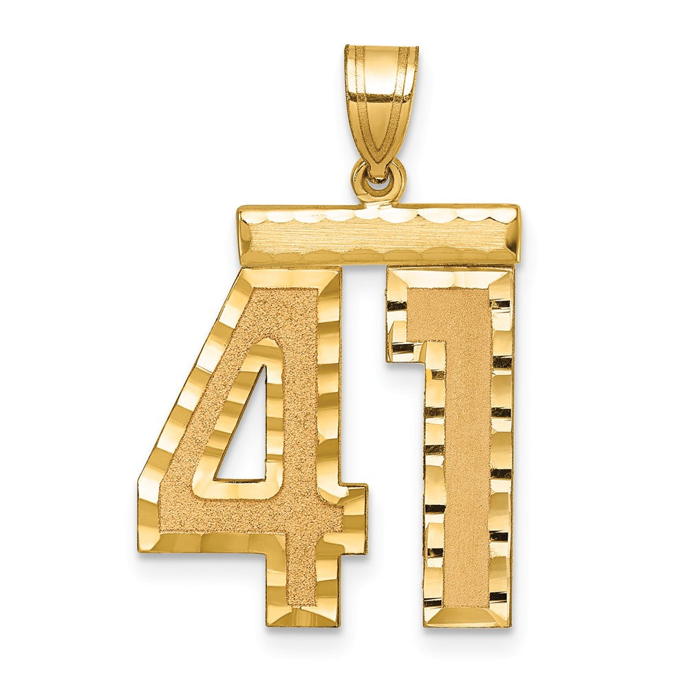 14k Yellow Gold Large Brushed Diamond-cut Number 41 Charm