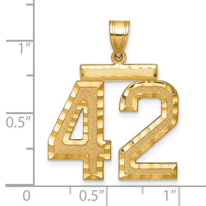 14k Yellow Gold Large Brushed Diamond-cut Number 42 Charm