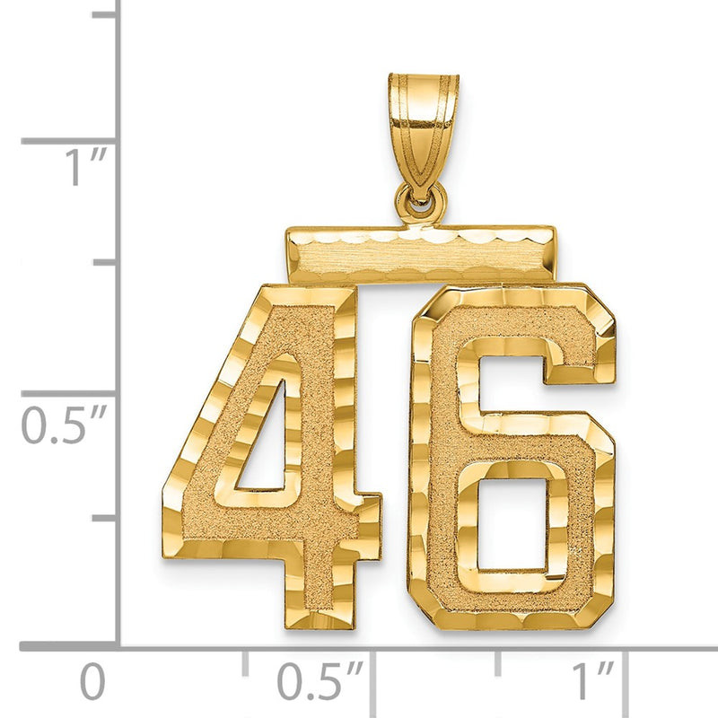 14k Yellow Gold Large Brushed Diamond-cut Number 46 Charm