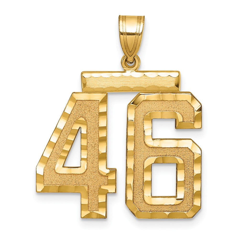 14k Yellow Gold Large Brushed Diamond-cut Number 46 Charm
