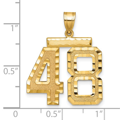14k Yellow Gold Large Brushed Diamond-cut Number 48 Charm