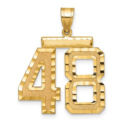 14k Yellow Gold Large Brushed Diamond-cut Number 48 Charm
