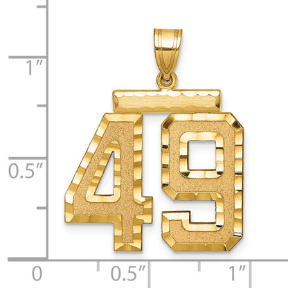14k Yellow Gold Large Brushed Diamond-cut Number 49 Charm