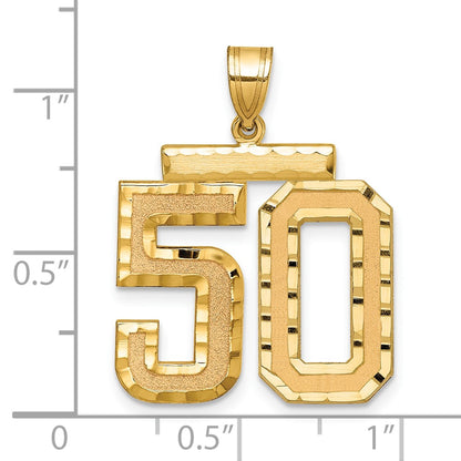 14k Yellow Gold Large Brushed Diamond-cut Number 50 Charm