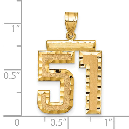 14k Yellow Gold Large Brushed Diamond-cut Number 51 Charm