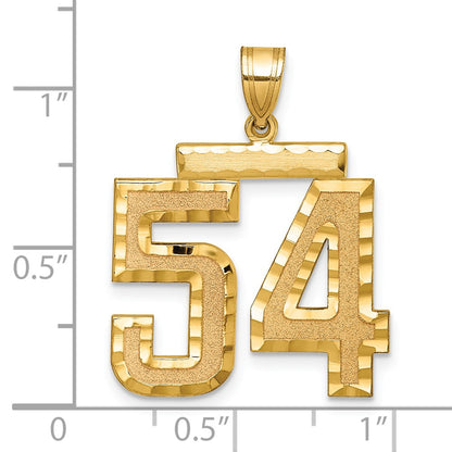 14k Yellow Gold Large Brushed Diamond-cut Number 54 Charm