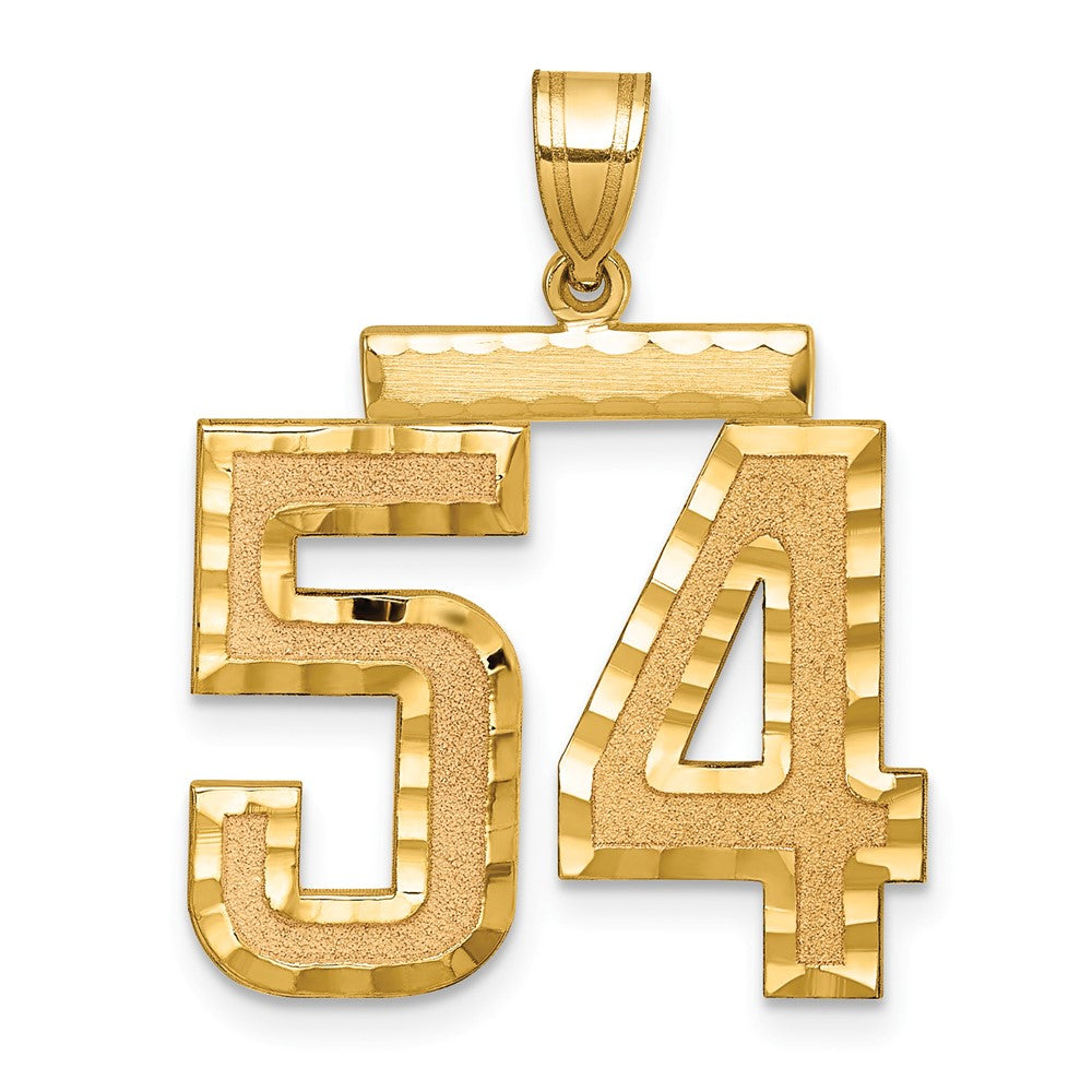 14k Yellow Gold Large Brushed Diamond-cut Number 54 Charm