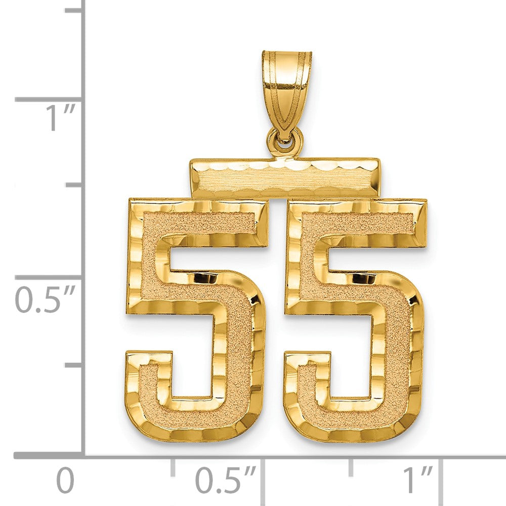 14k Yellow Gold Large Brushed Diamond-cut Number 55 Charm