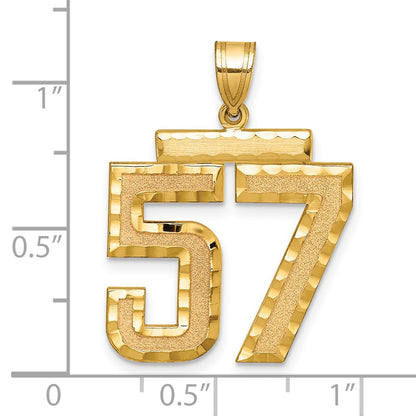 14k Yellow Gold Large Brushed Diamond-cut Number 57 Charm