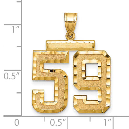 14k Yellow Gold Large Brushed Diamond-cut Number 59 Charm