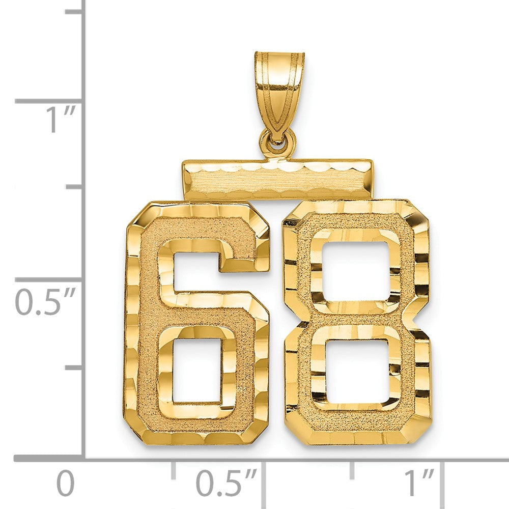 14k Yellow Gold Large Brushed Diamond-cut Number 68 Charm