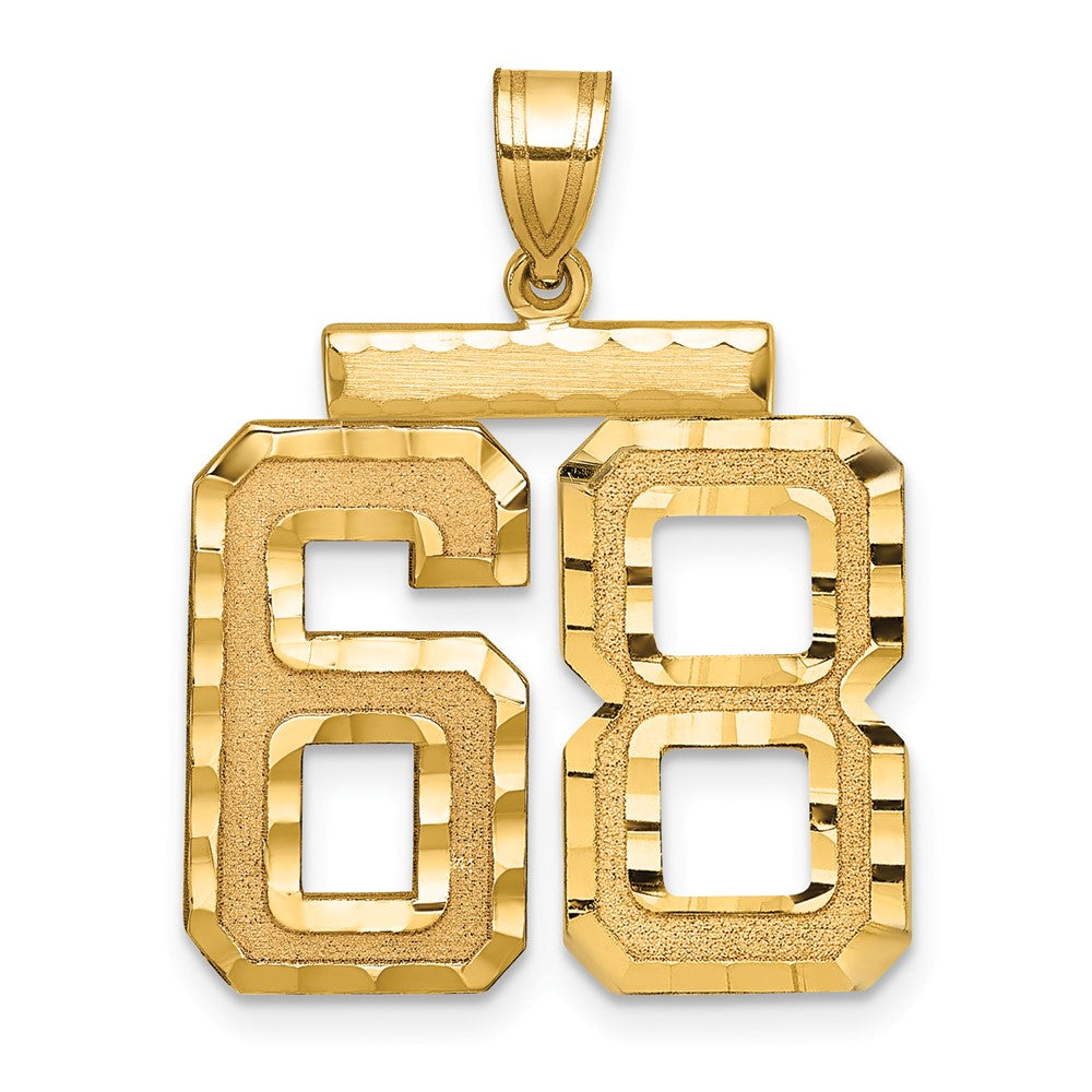 14k Yellow Gold Large Brushed Diamond-cut Number 68 Charm