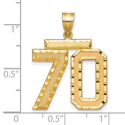 14k Yellow Gold Large Brushed Diamond-cut Number 70 Charm