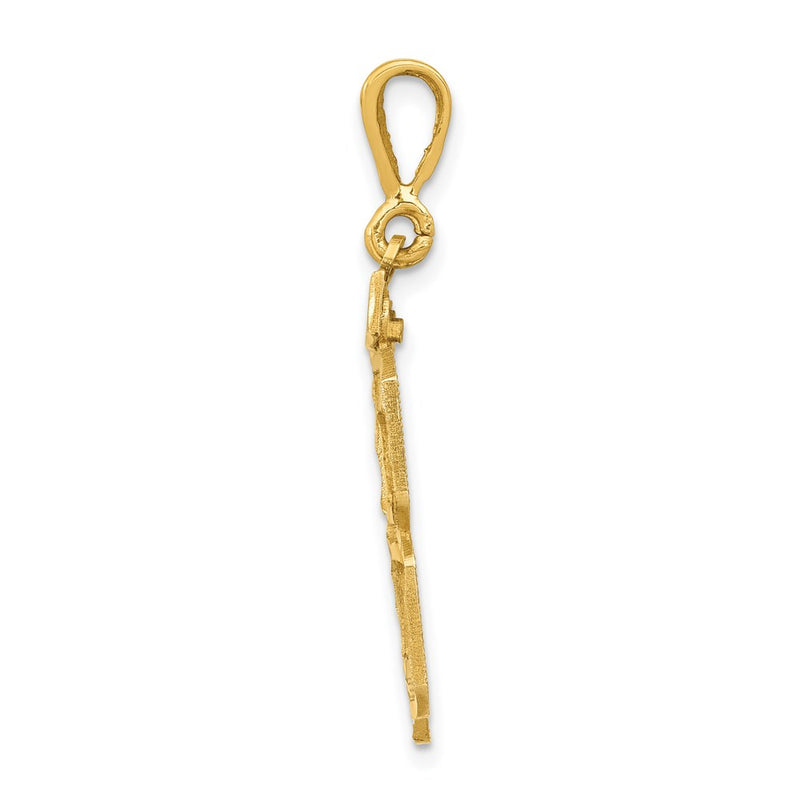 14k Yellow Gold Large Brushed Diamond-cut Number 78 Charm