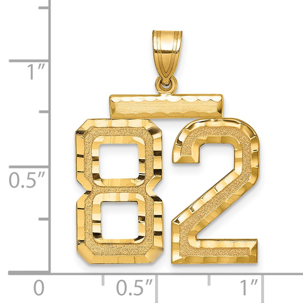 14k Yellow Gold Large Brushed Diamond-cut Number 82 Charm