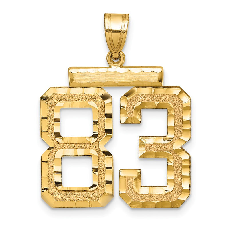 14k Yellow Gold Large Brushed Diamond-cut Number 83 Charm