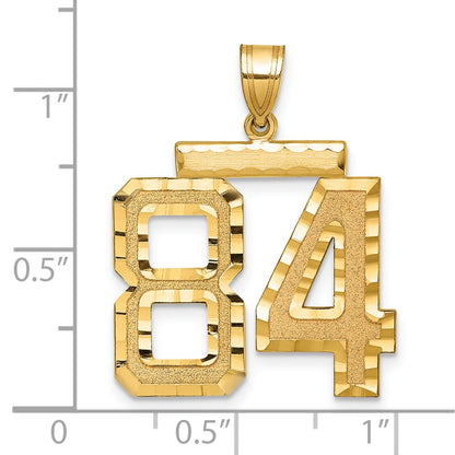 14k Yellow Gold Large Brushed Diamond-cut Number 84 Charm