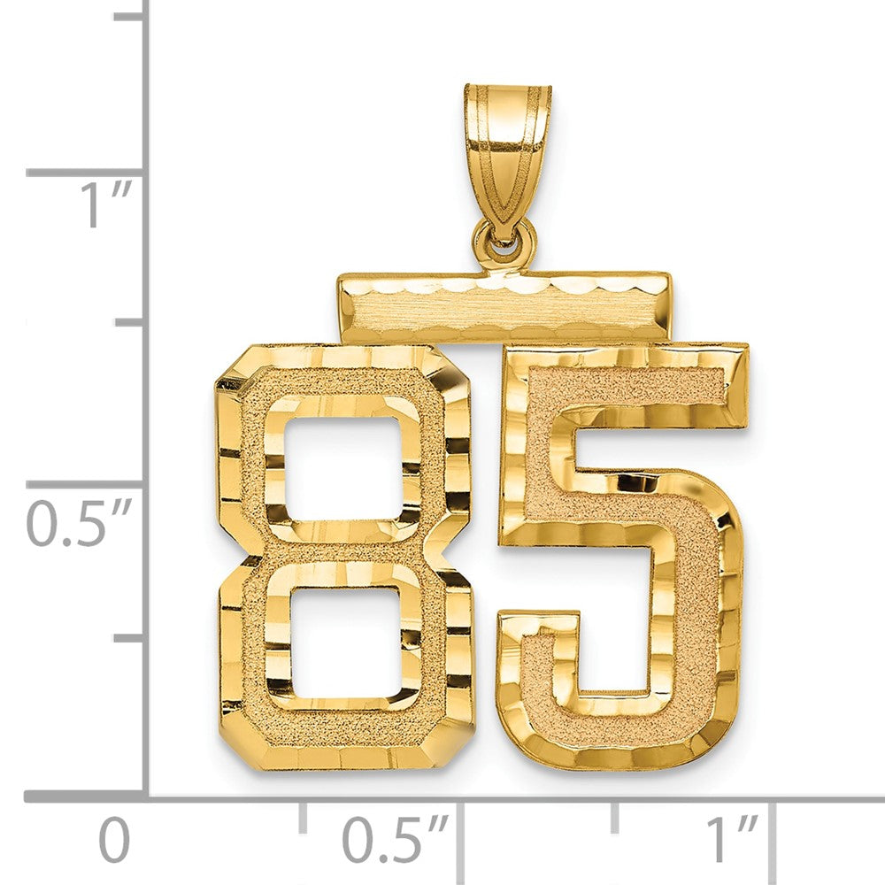 14k Yellow Gold Large Brushed Diamond-cut Number 85 Charm