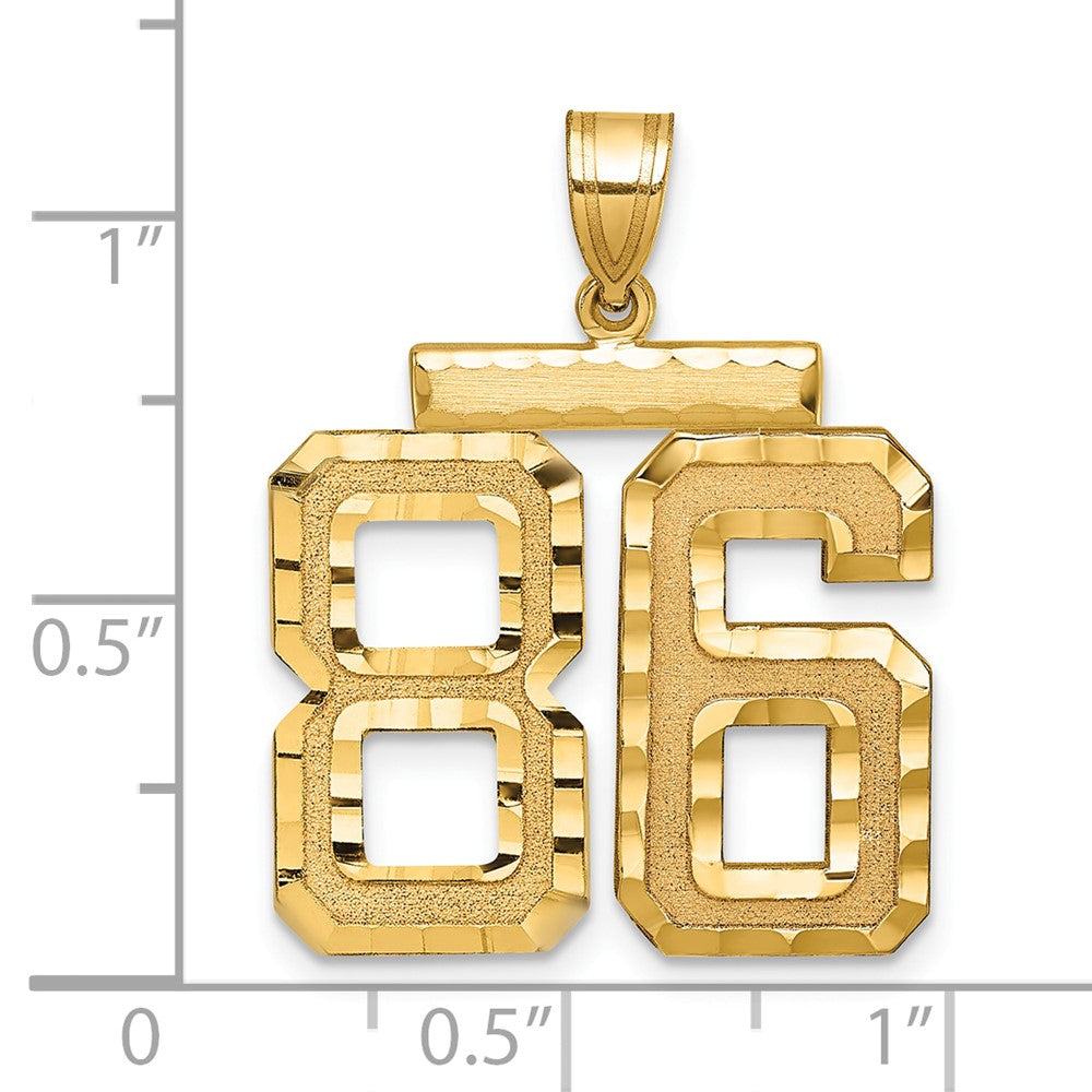 14k Yellow Gold Large Brushed Diamond-cut Number 86 Charm