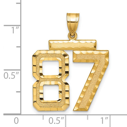 14k Yellow Gold Large Brushed Diamond-cut Number 87 Charm